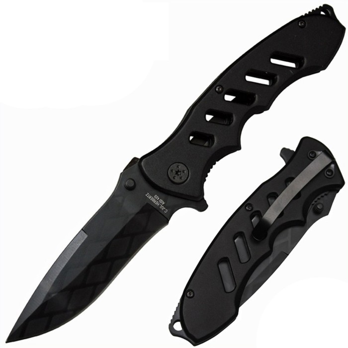 Herbertz One-Hand Knife, Aluminum Handle, Blister Pack