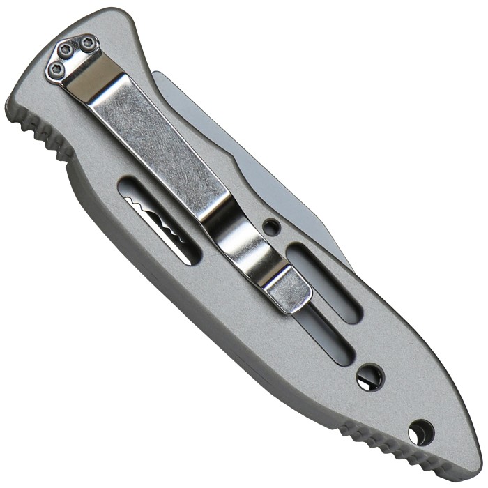 Herbertz Switchblade Knife with Safety Catch, Partial Serration, Silver