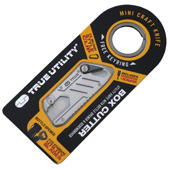True Utility, Cutter Klinge, Edelstahlgehäuse, Schraubendreher, Kapselheber
