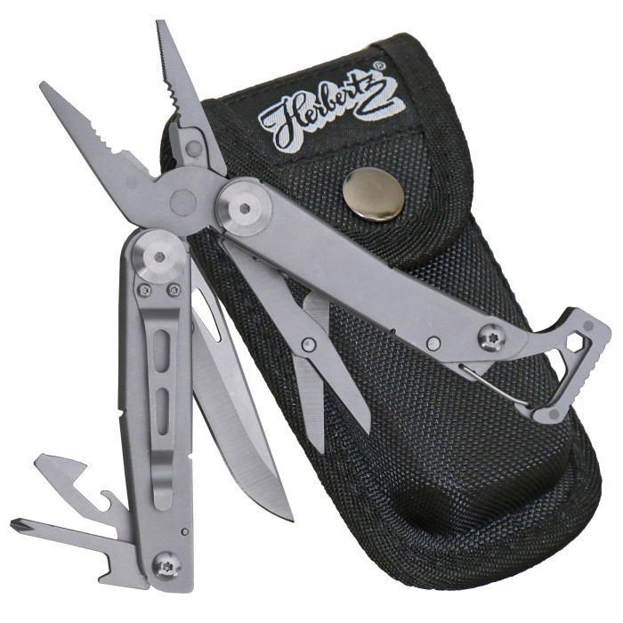 Herbertz, Multitool, Back-Lock, Karabiner, Edelstahl-Clip, Nylon Etui