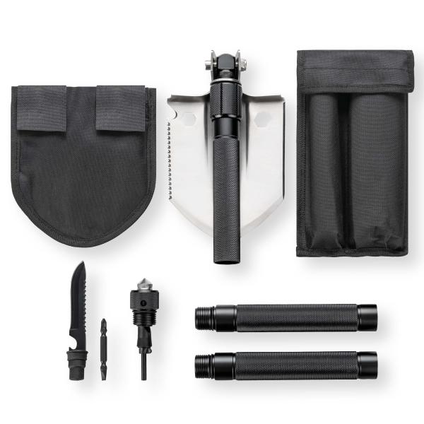 Herbertz Multifunktions Klappspaten verfügt über 13 praktische Funktionen.