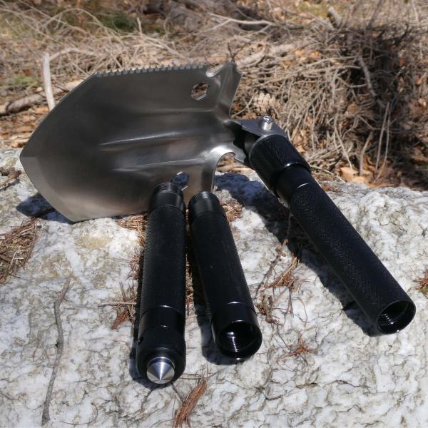 Herbertz Multifunktions Klappspaten, Griffelemente aus Aluminium