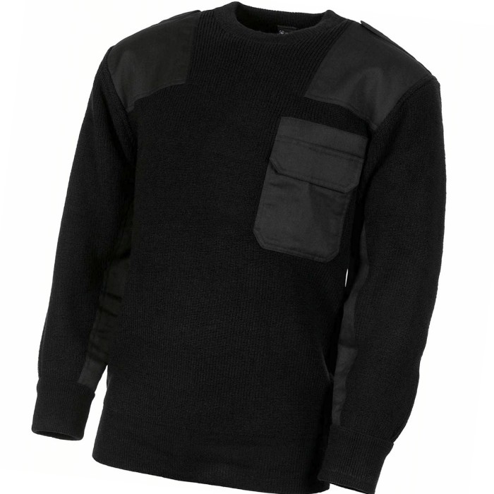 MFH BW Pullover, mit Ellenbogen Besatz und Schulterklappen