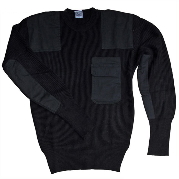 MFH BW Pullover, mit Brusttasche, langarm, schwarz